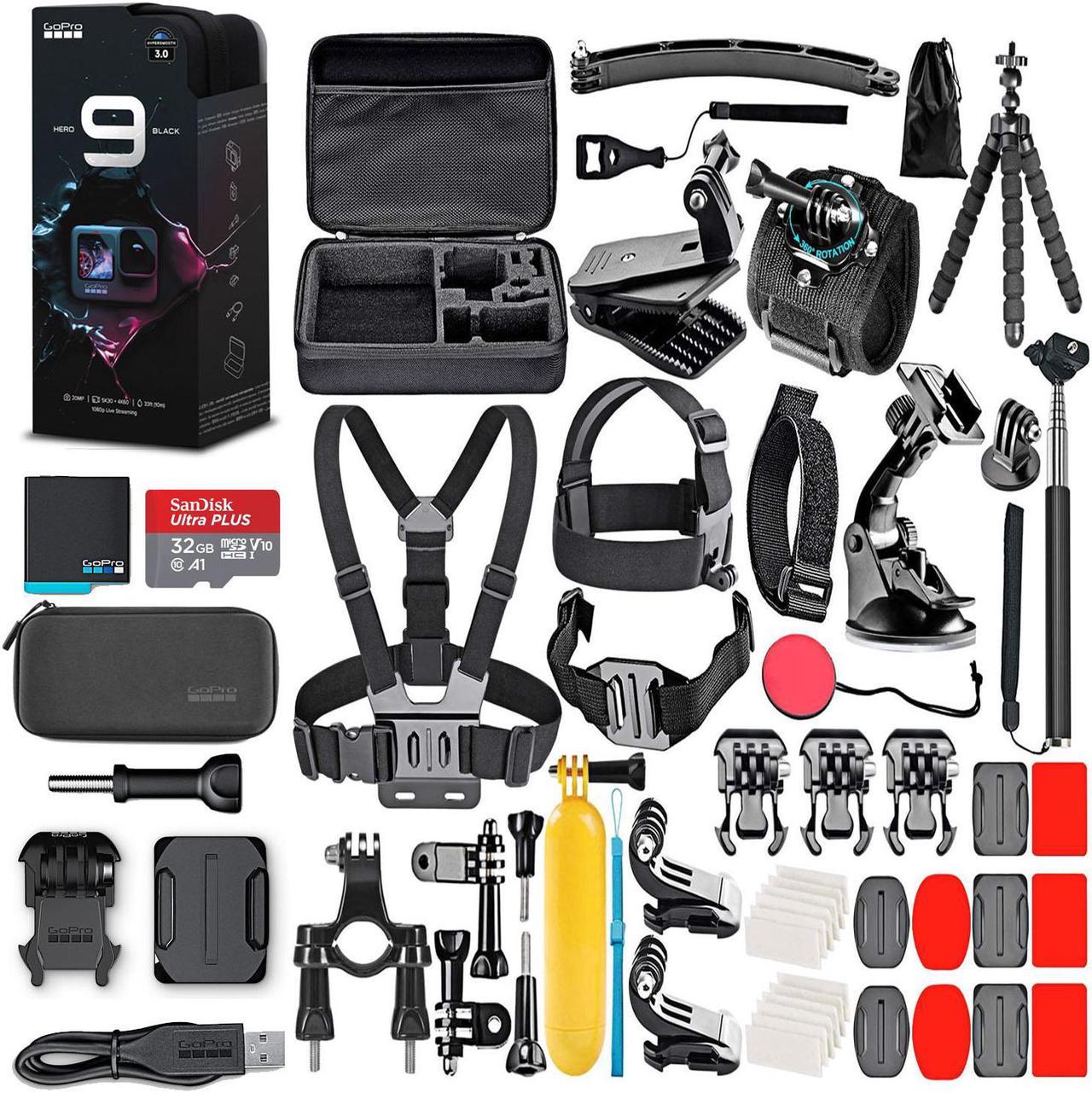 GoPro HERO9 Black with 32GB Card & 50 Piece Accessory Kit - Loaded Bundle