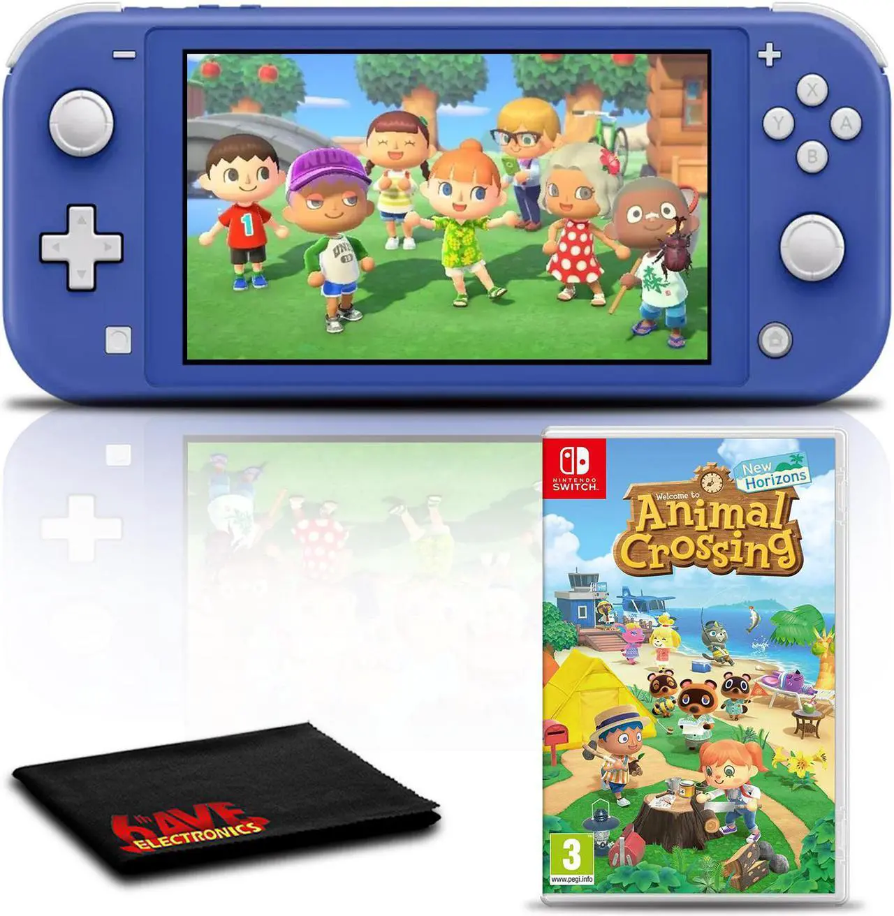 Main image of Nintendo Switch Lite (Blue) Gaming Console Bundle with Animal Crossing