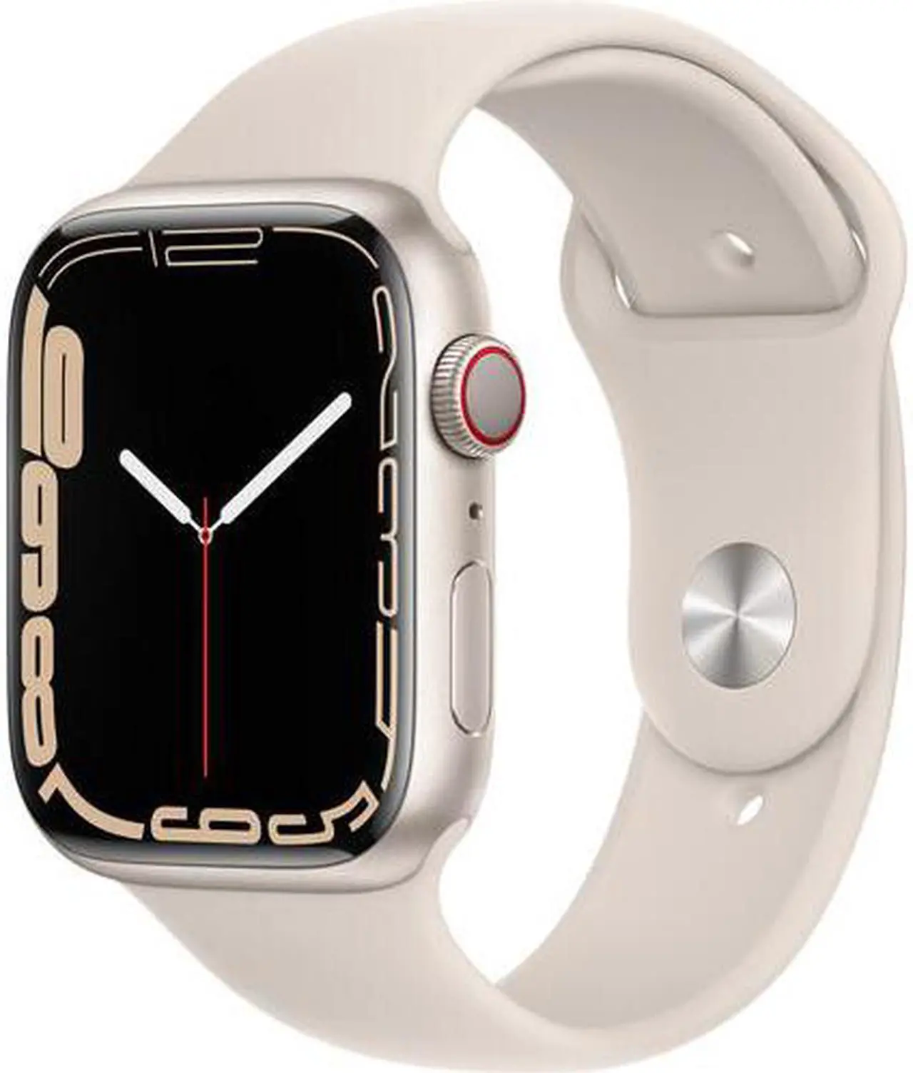 Main image of Apple Watch Series 7 GPS + Cellular 45mm Starlight Aluminum Case with Starlight Sport Band - Regular