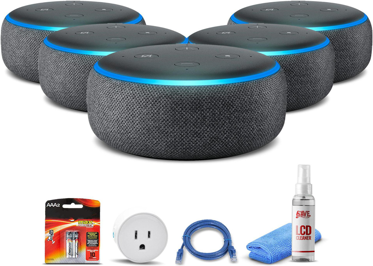 (5) Amazon Echo Dot (3rd Gen) Smart Speaker with Alexa - Charcoal ...