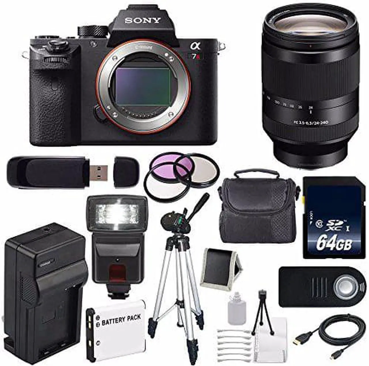 Alt view image 2 of 2 - Sony Alpha a7R II Mirrorless Digital Camera (International Model) + Sony FE 24-240mm f/3.5-6.3 OSS Lens + 72mm 3 Piece Pro Bundle