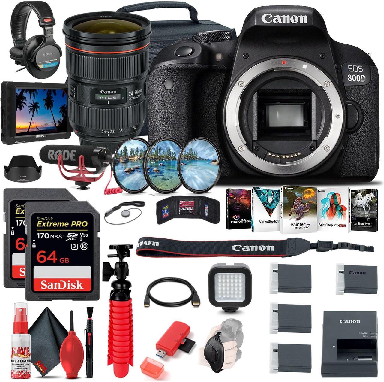 Main image of Canon EOS Rebel 800D / T7i DSLR Camera + 4K Monitor + Canon EF 24-70 + More