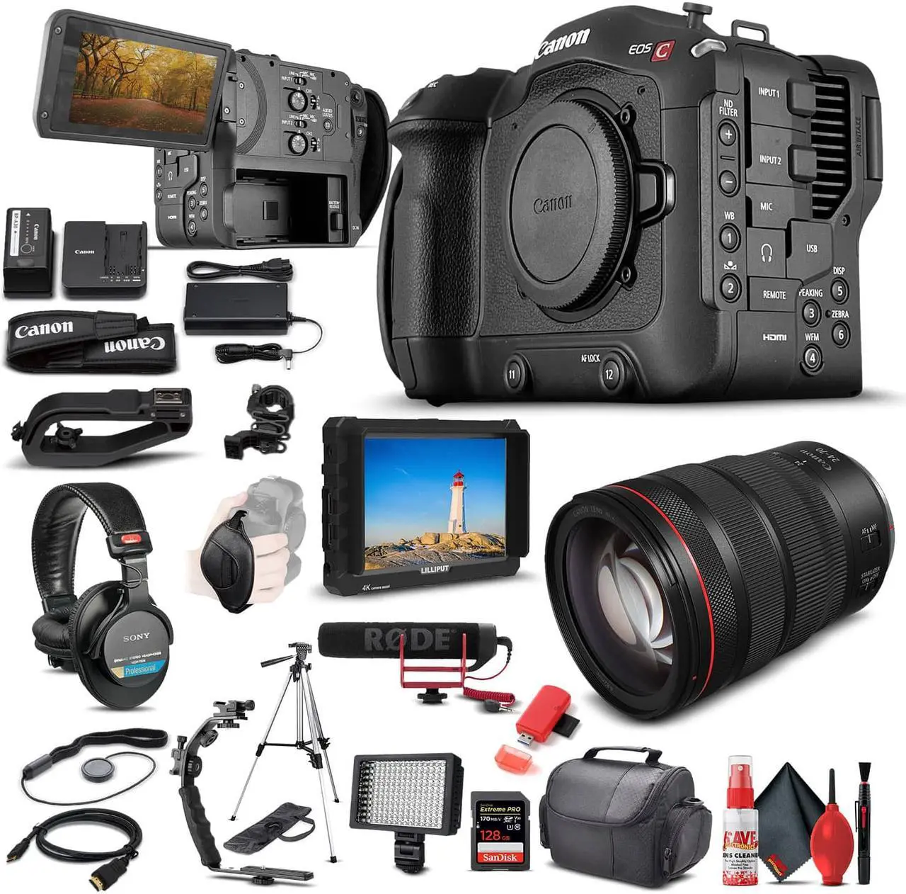 Main image of Canon EOS C70 Cinema Camera + Canon RF 24-70mm Lens + More: Professional Bundle