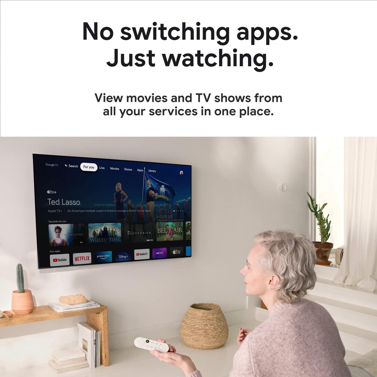 Alt view image 7 of 19 - Google Nest GA03131 Chromecast With Google TV (HD) - Snow