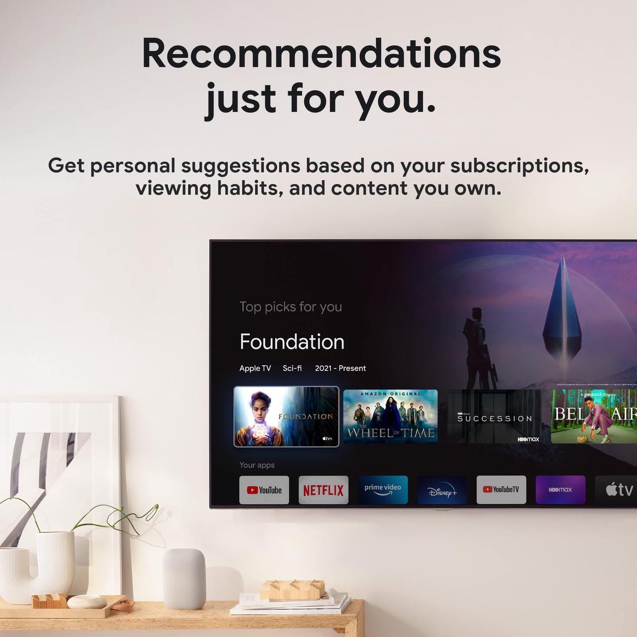 Alt view image 8 of 19 - Google Nest GA03131 Chromecast With Google TV (HD) - Snow