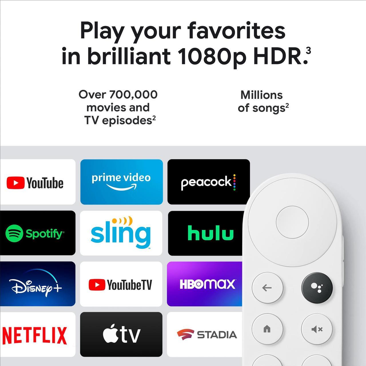 Alt view image 9 of 19 - Google Nest GA03131 Chromecast With Google TV (HD) - Snow