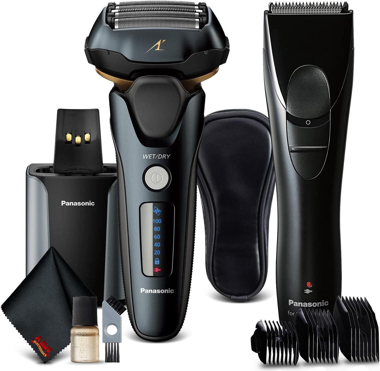 Main image of Panasonic ESLV97K Arc5 Wet/Dry 5 blade Electric Shaver (Matte Black) with ERGP30K Hair Clipper