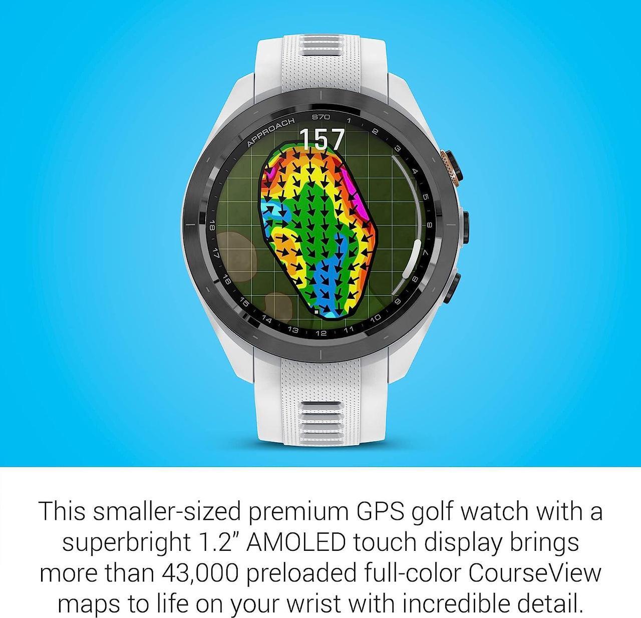 Alt view image 3 of 4 - Garmin Approach S70, 42mm, Premium GPS Golf Watch, White
