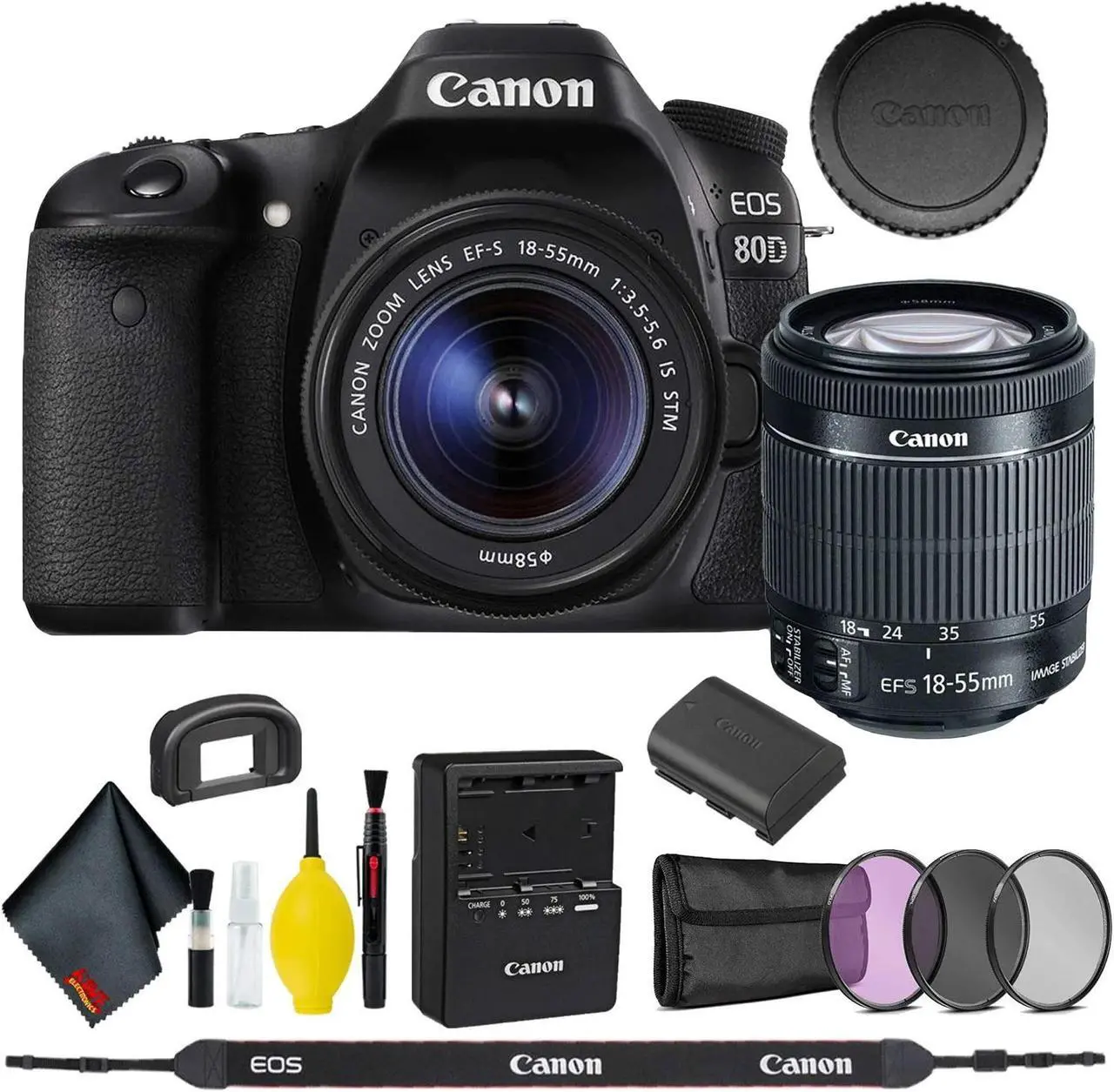 Main image of Canon EOS 80D DSLR Camera with 18-55mm Lens (Intl Model) Base Bundle