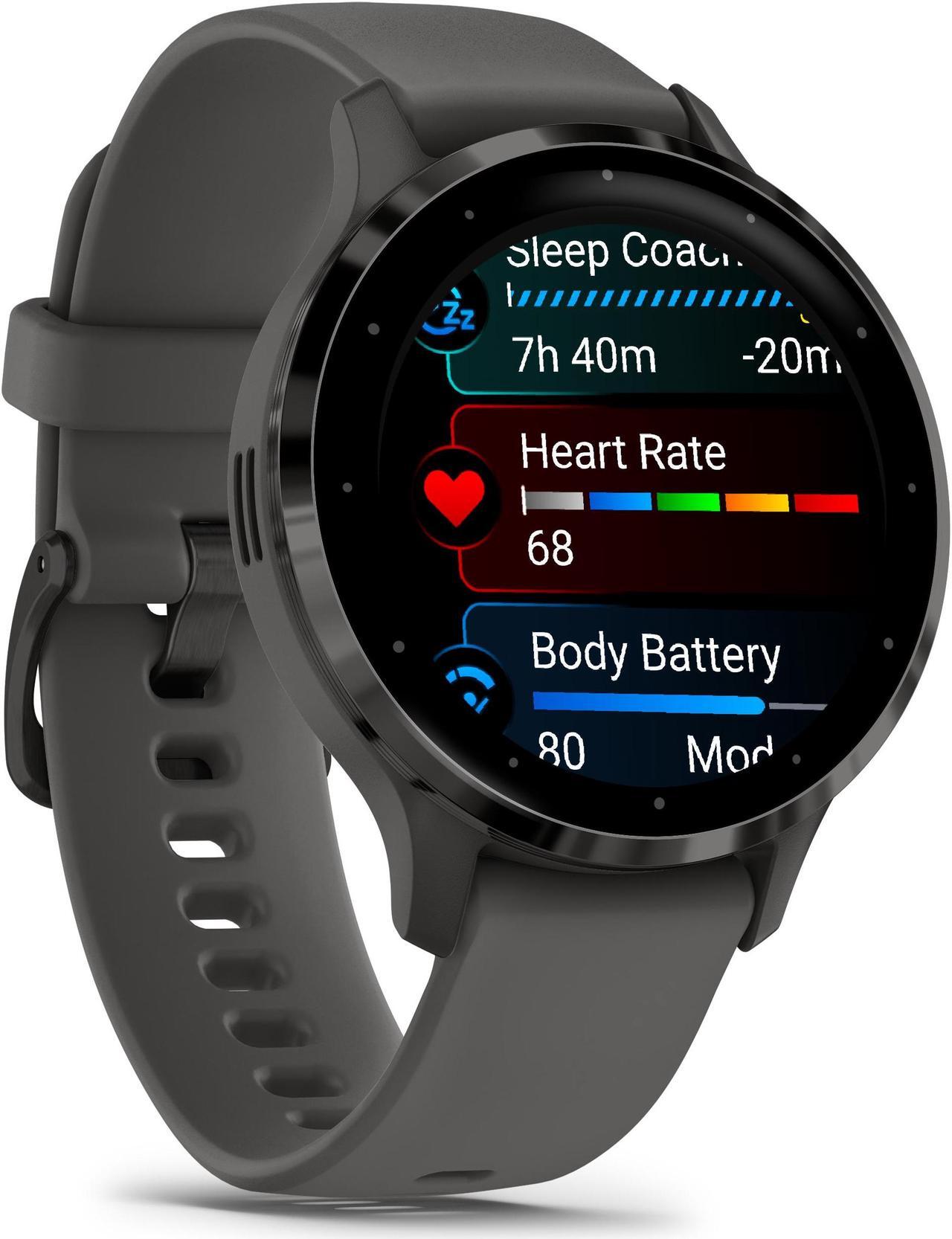 Alt view image 2 of 4 - Garmin Venu 3S Advanced Fitness And Health Tracker Smart Watch - Pebble Gray