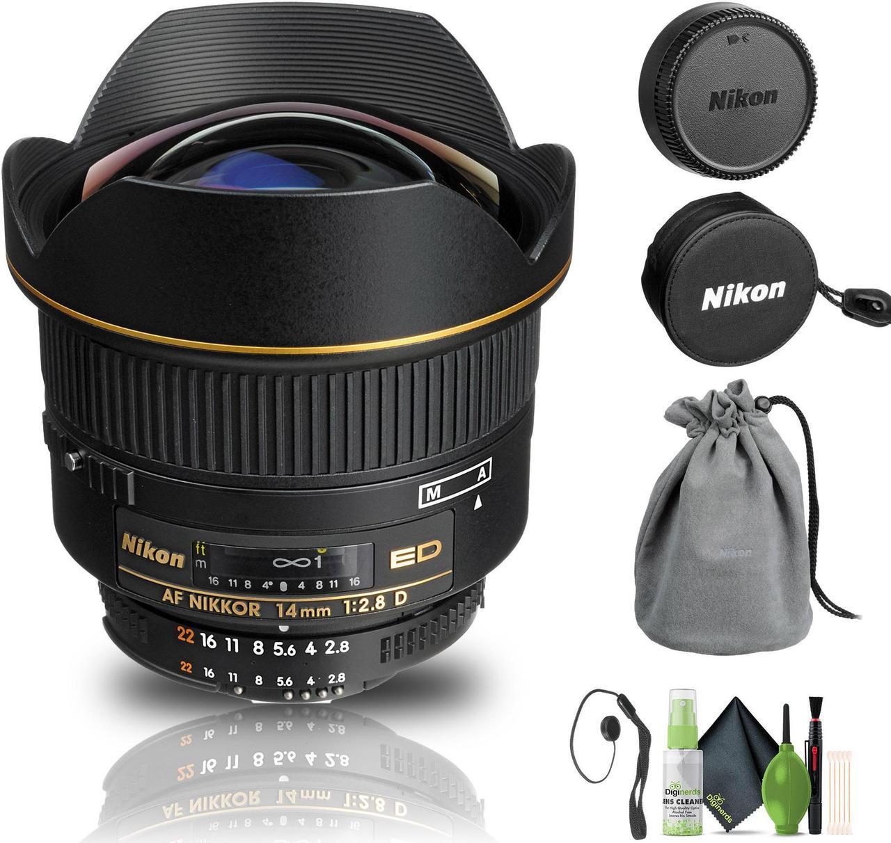 Main image of Nikon AF NIKKOR 14mm f/2.8D ED Lens (1925) + Cap Keeper + Cleaning Kit - Bundle