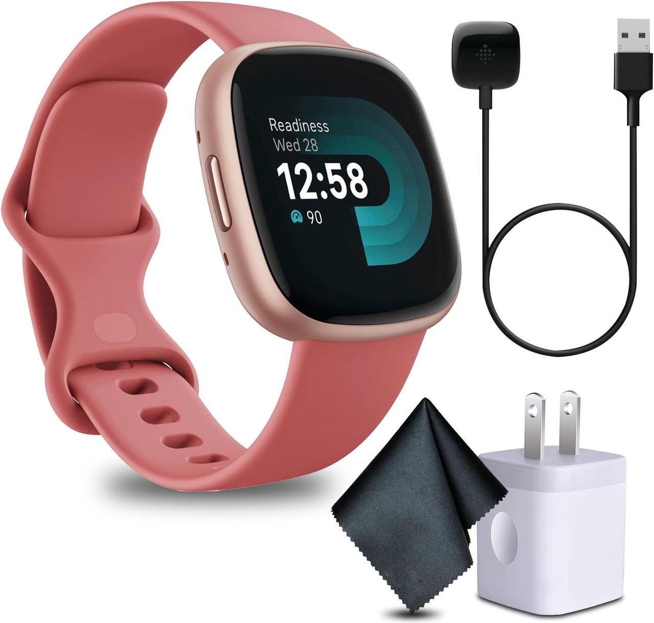 Main image of Fitbit Versa 4 Fitness Smartwatch Pink Sand/Copper Rose Bundle