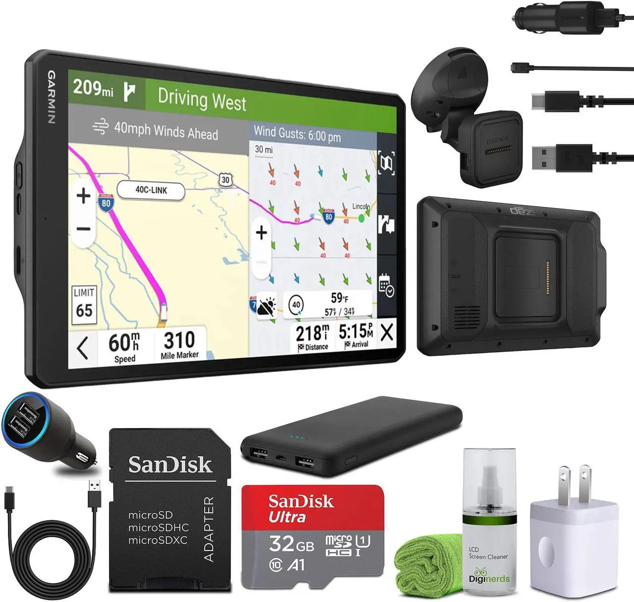 Main image of Garmin dezl OTR1020, Extra-Large, Easy-to-Read 10 GPS Truck Navigator Bundle