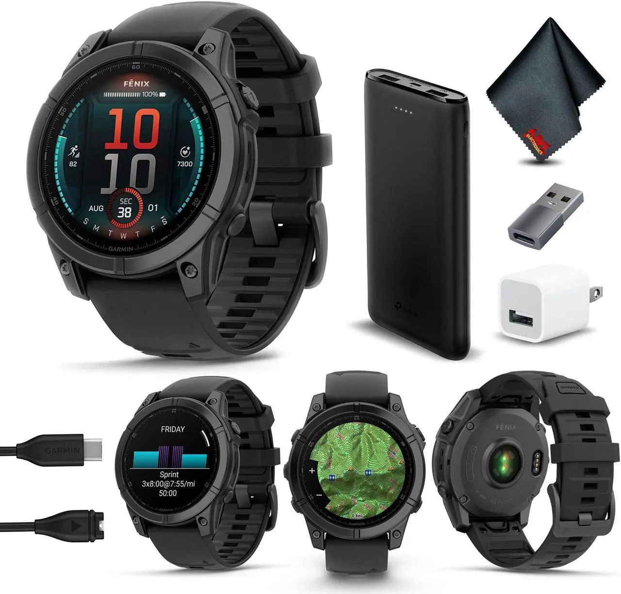 Main image of Garmin Fenix E 47MM GPS Smartwatch, Slate Gray Steel with Black Silicone Band