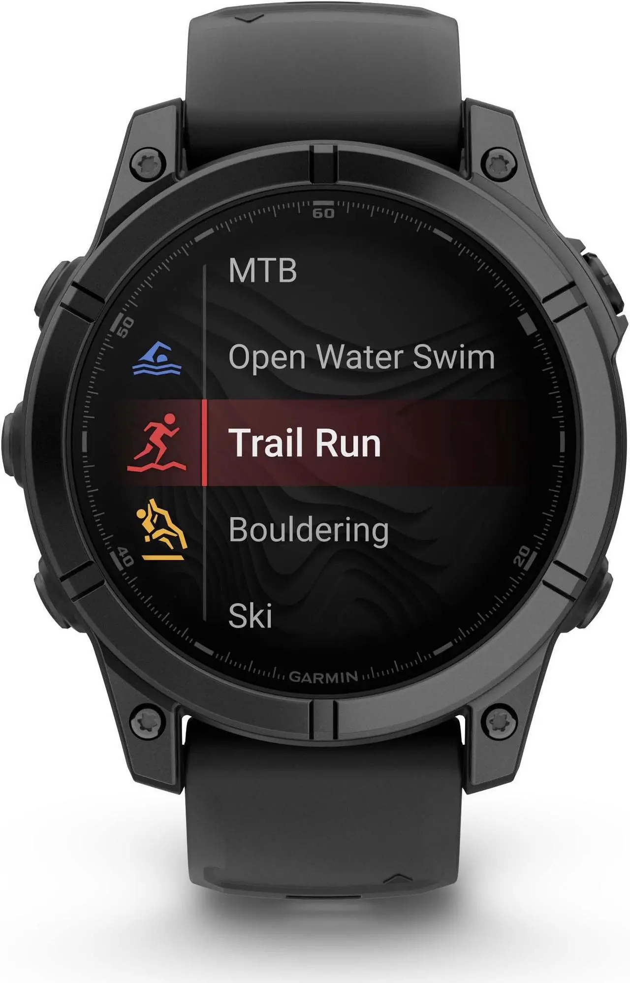 Alt view image 3 of 4 - Garmin Fenix E 47MM GPS Smartwatch, Slate Gray Steel with Black Silicone Band