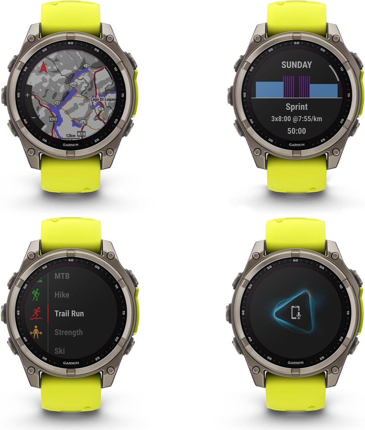 Alt view image 4 of 4 - fenix 8  47 mm, Solar, Sapphire, Titanium with Amp Yellow/Graphite Silicone