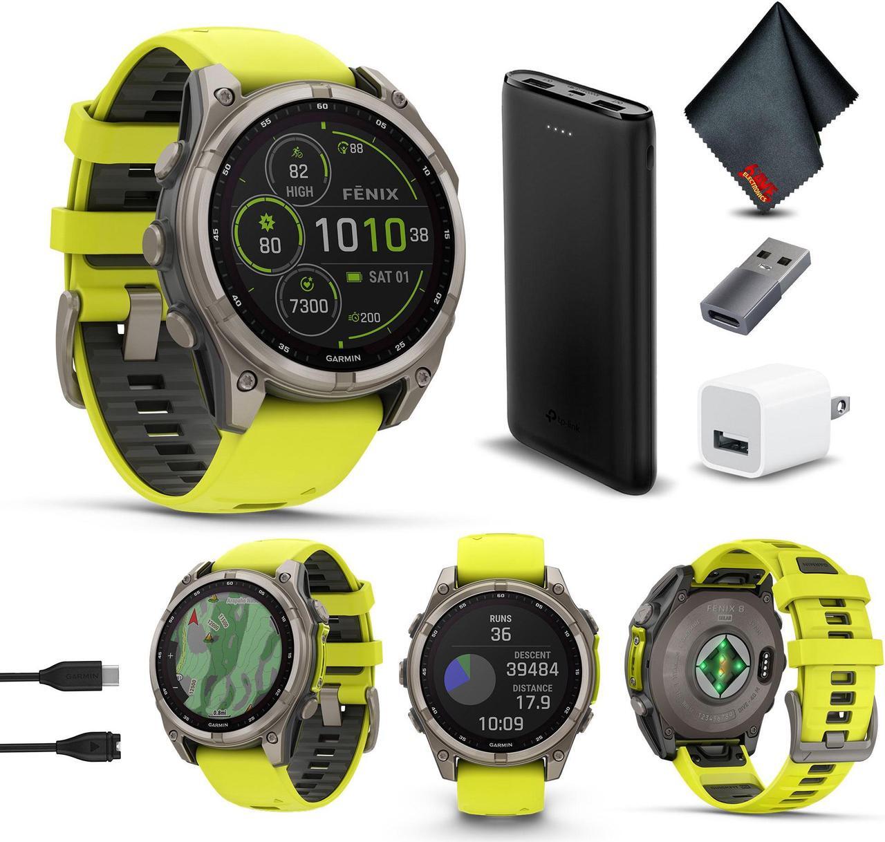 Main image of fenix 8  47 mm, Solar, Sapphire, Titanium with Amp Yellow/Graphite Silicone