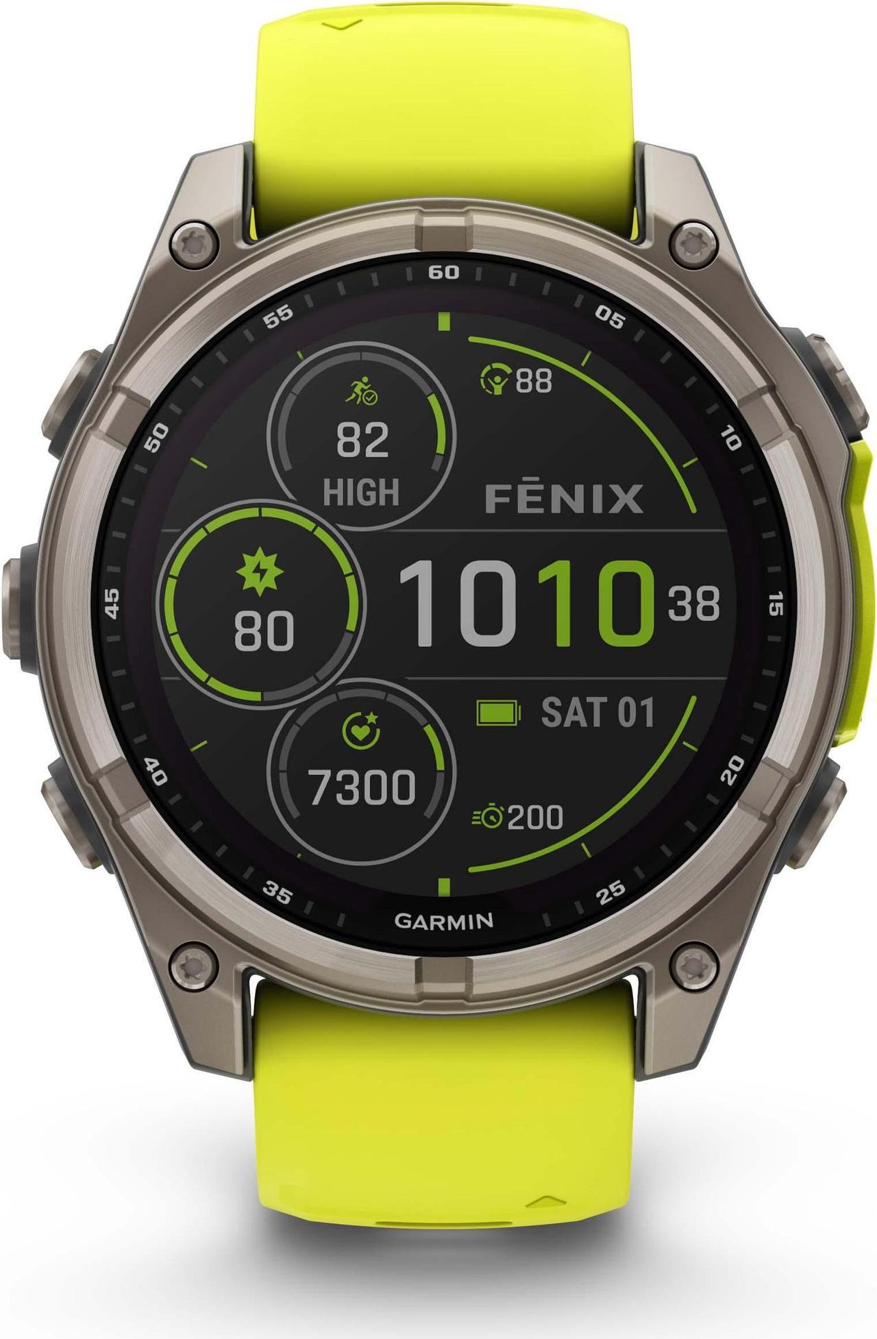 Alt view image 2 of 4 - fenix 8  47 mm, Solar, Sapphire, Titanium with Amp Yellow/Graphite Silicone