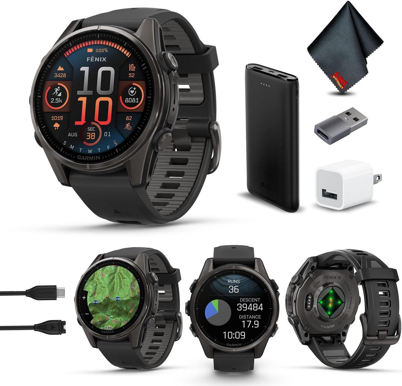Main image of fenix 8 43mm AMOLED Sapphire Carbon Gray DLC Titanium with Black Gray Silicone