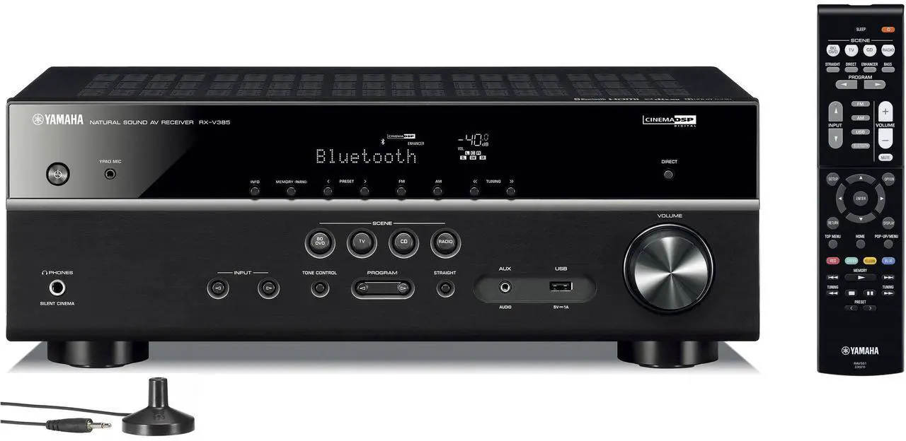 Alt view image 2 of 4 - Yamaha RX-V385 5.1-Channel AV Receiver + Klipsch R-41PM Bookshelf Speaker