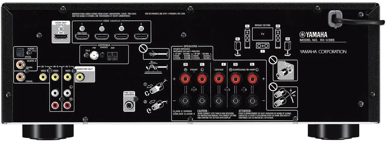 Alt view image 4 of 4 - Yamaha RX-V385 5.1-Channel AV Receiver + Klipsch R-41PM Bookshelf Speaker