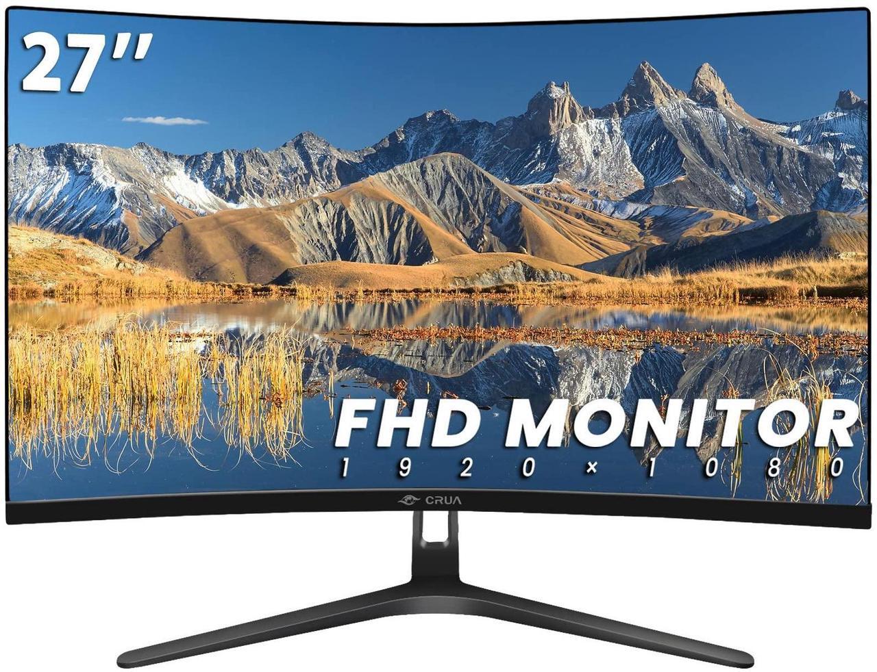 Alt view image 2 of 3 - CRUA 27" Curved Monitor, FHD(1920x1080P) VA Panel 100HZ 120% sRGB Professional Computer Monitor, Narrow Bezels on Three Sides, Blue Light Filter, Office and Dormitory(HDMI, VGA)-Black