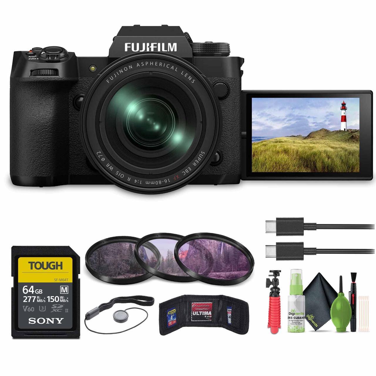 Main image of FUJIFILM X-H2 Mirrorless Camera with 16-80mm Lens, 64GB Memory Card, Bundle