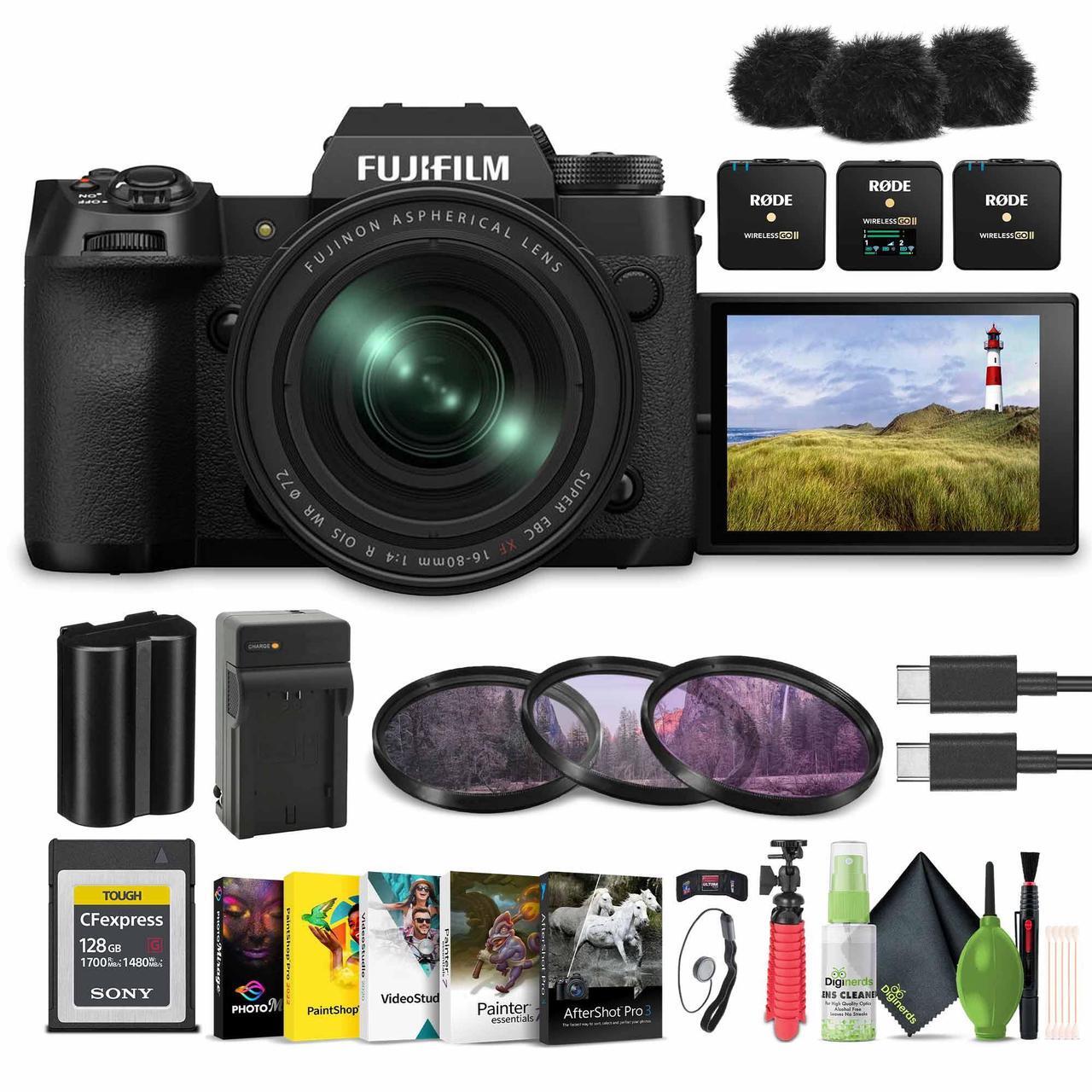 Main image of FUJIFILM X-H2 Mirrorless Camera with 16-80mm Lens, Wireless Microphone, Bundle