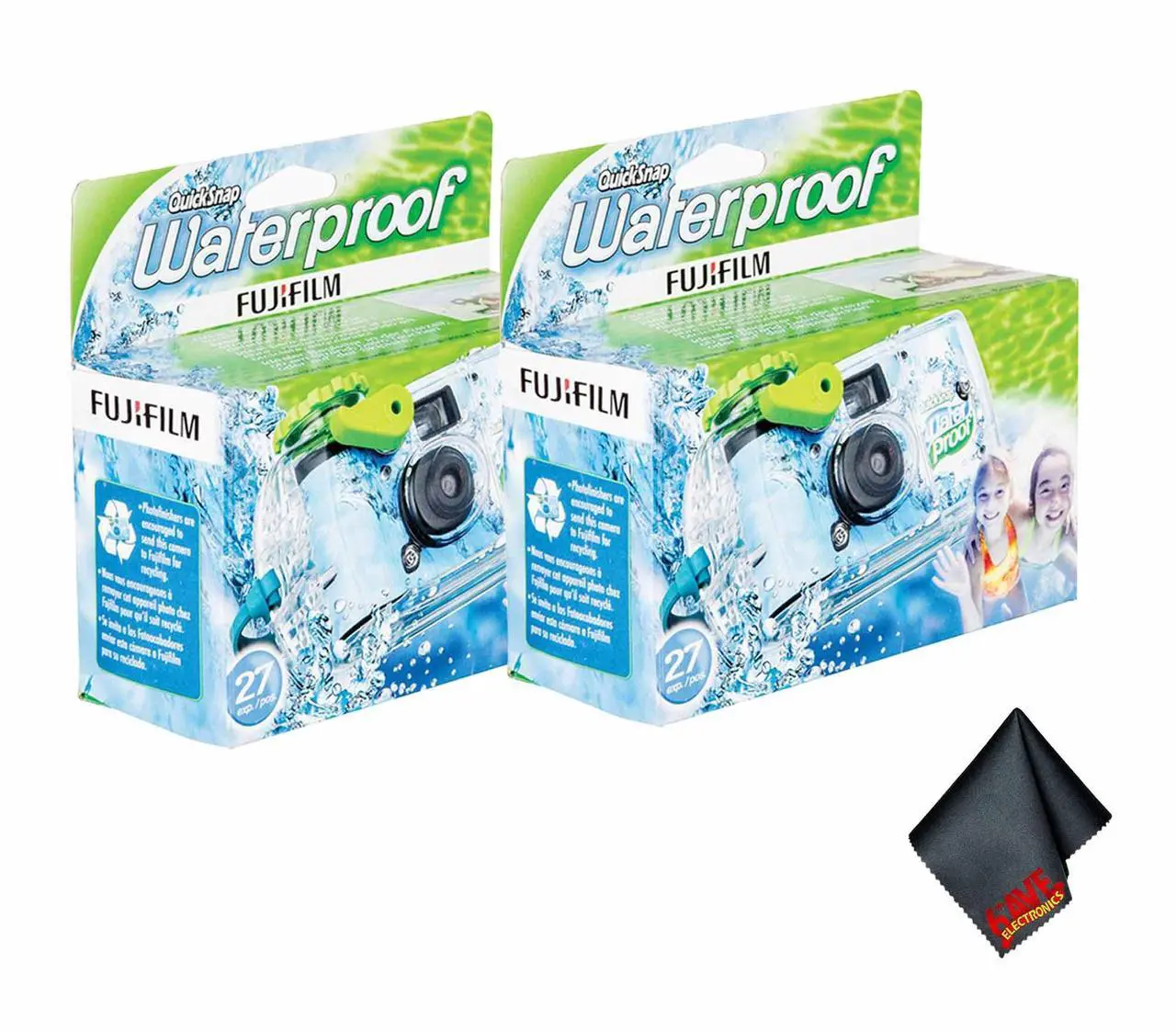 Main image of 2xFUJIFILM QuickSnap 800 Waterproof 35mm Disposable Camera (27 Exposures),Bundle