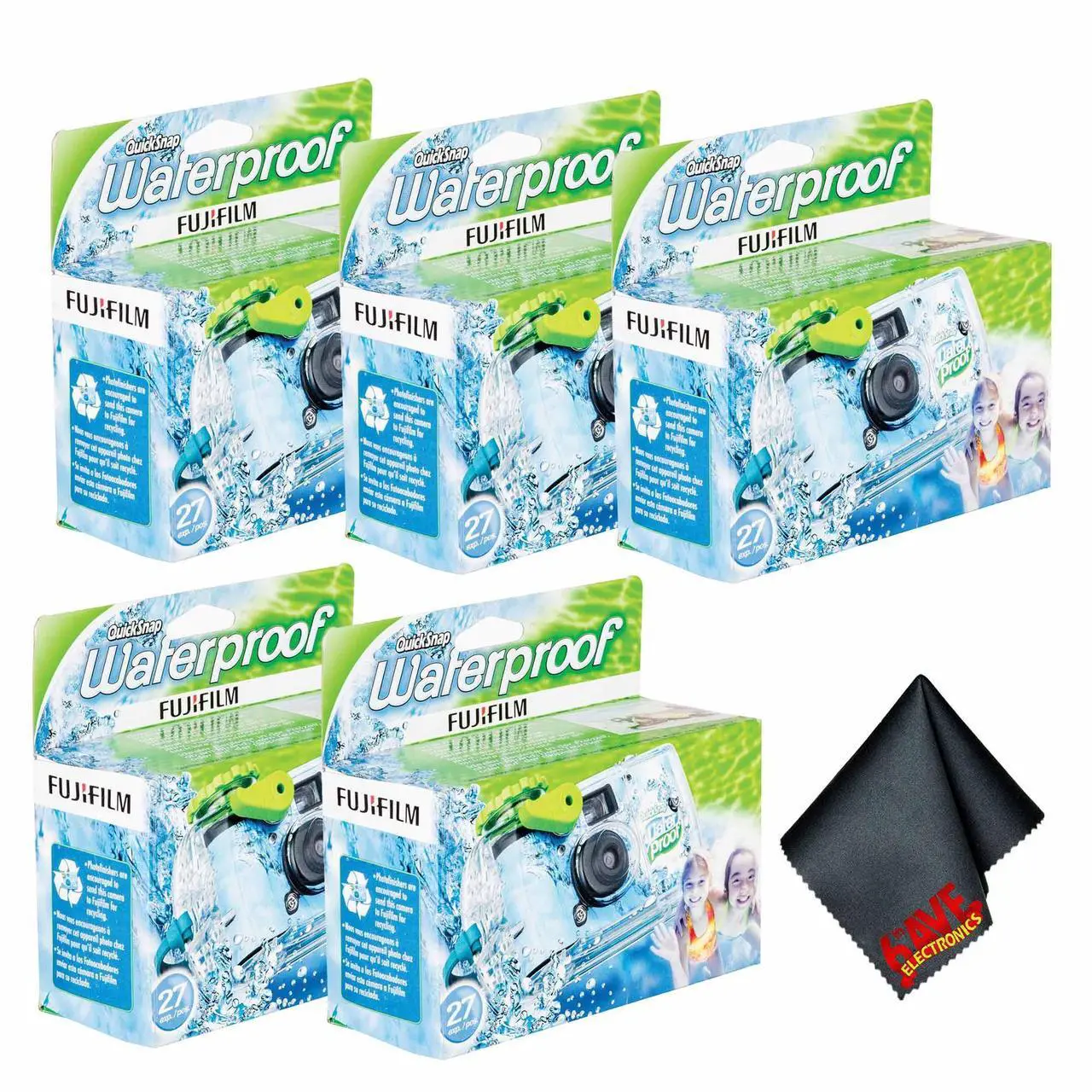 Main image of 5xFUJIFILM QuickSnap 800 Waterproof 35mm Disposable Camera (27 Exposures),Bundle