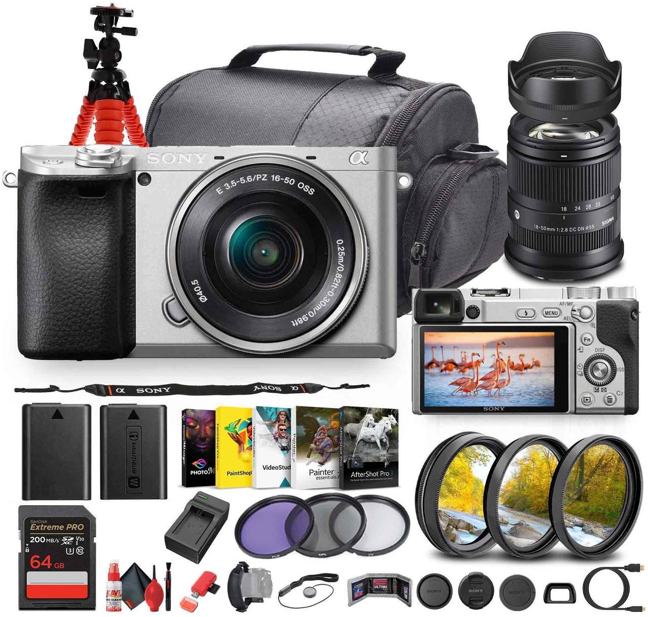Main image of Sony a6400 Mirrorless Camera with 16-50mm f/3.5-5.6 II Lens (Silver) - Bundle