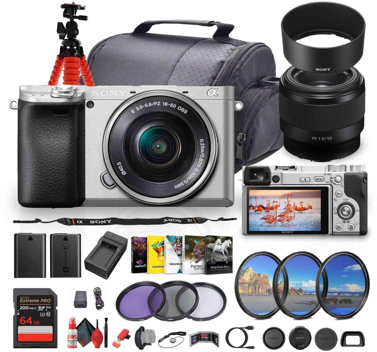 Main image of Sony a6400 Mirrorless Camera with 16-50mm f/3.5-5.6 II Lens (Silver) - Bundle
