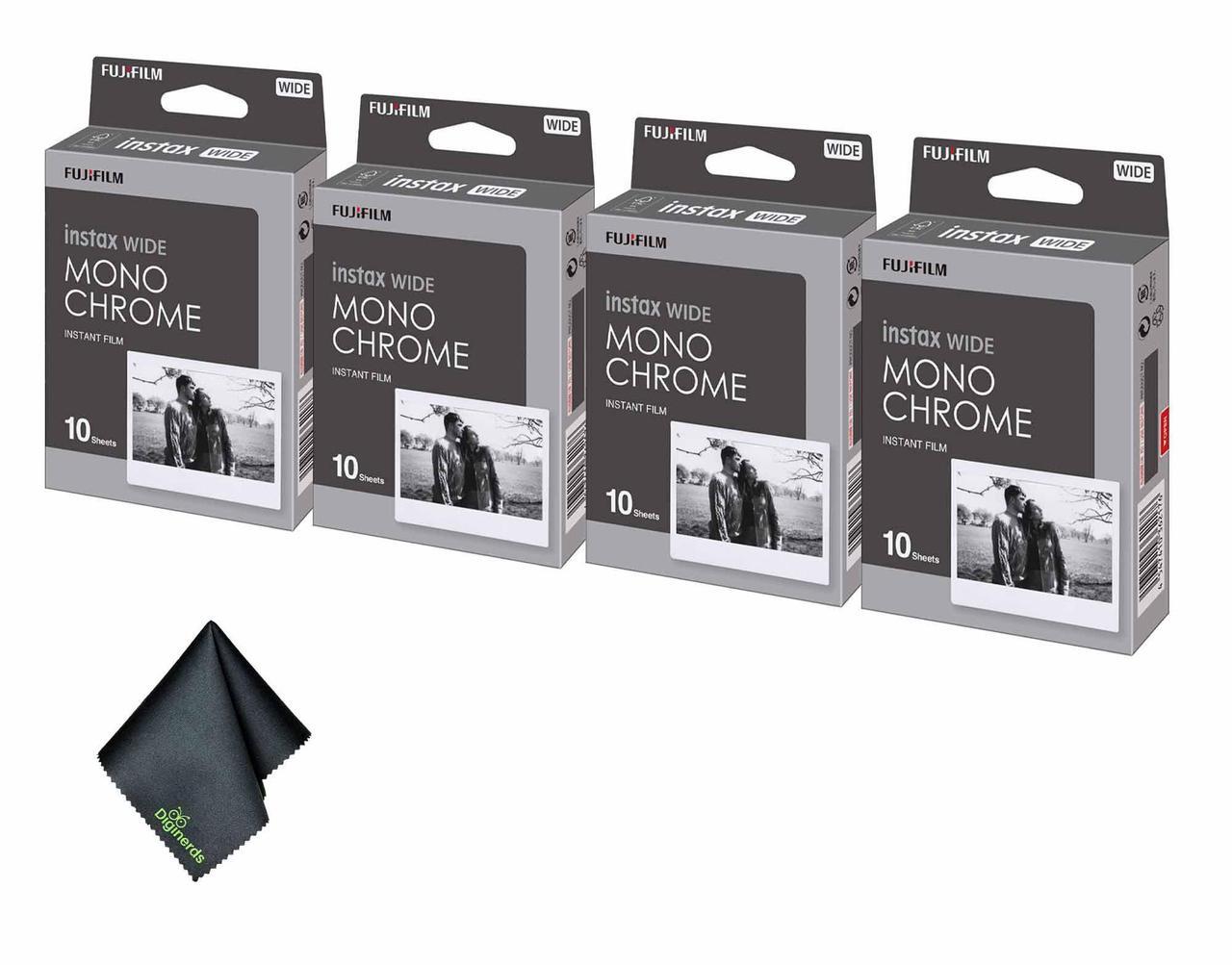 Main image of 4xFUJIFILM INSTAX Wide Monochrome Instant Film (10 Exposures), Microfiber Cleaning Cloth, Bundle