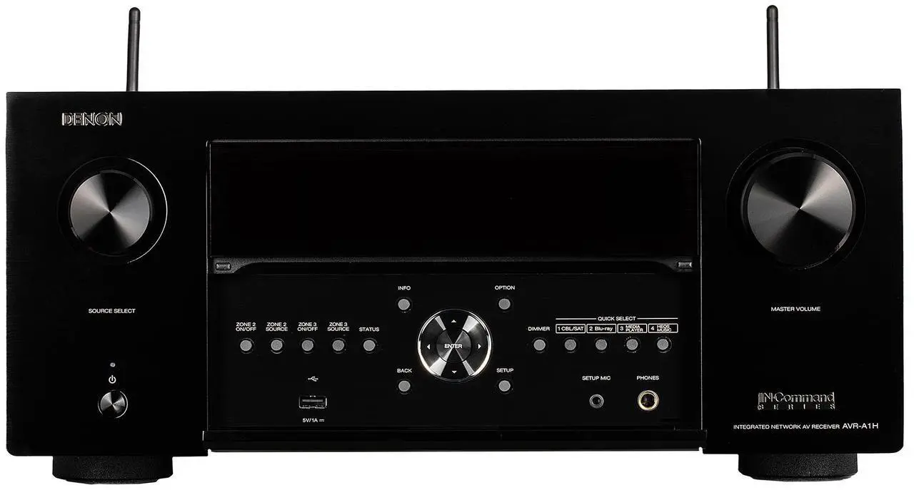 Main image of Denon AVR-A1H 15.4-Ch Receiver (150W X 15) - 4K/120 and 8K Home Theater Receiver (2022), Wireless Streaming via Bluetooth, Wi-Fi & HEOS Multi-Room, Dolby Atmos, DTS:X Pro, IMAX Enhanced & Auro 3D