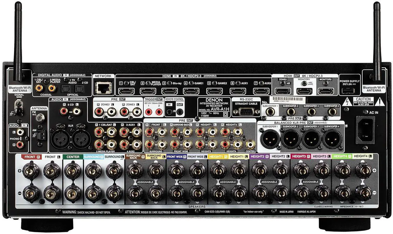 Alt view image 2 of 4 - Denon AVR-A1H 15.4-Ch Receiver (150W X 15) - 4K/120 and 8K Home Theater Receiver (2022), Wireless Streaming via Bluetooth, Wi-Fi & HEOS Multi-Room, Dolby Atmos, DTS:X Pro, IMAX Enhanced & Auro 3D