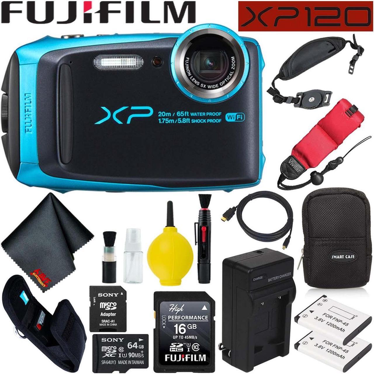 Main image of Fujifilm FinePix XP120 Waterproof Digital Camera 600019758 (Sky Blue) Large Accessory Bundle Includes Floating Wrist Str