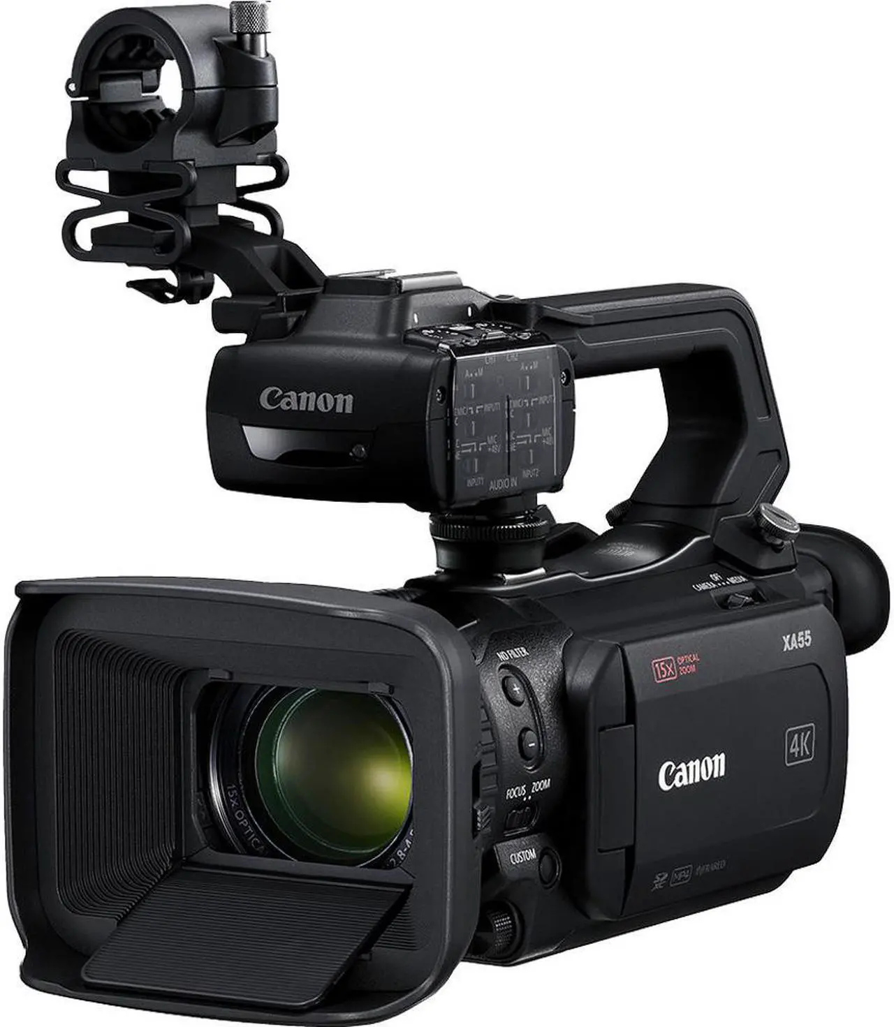 Alt view image 2 of 8 - Canon XA55 Professional UHD 4K Camcorder Bundle with 2x Spare Batteries + 2x 32GB Memory Cards + Carrying Case + Filter Kit+ More