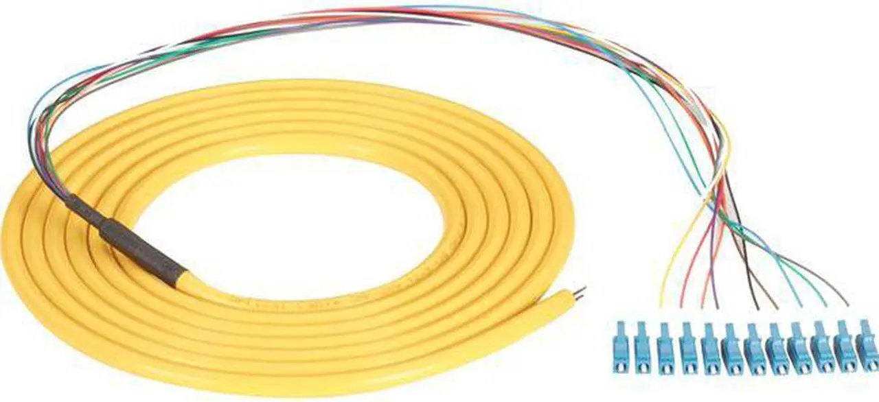 Main image of Black Box Network Services FOPT50S1-LC-12YL-3 Single-Mode Fiber Optic Pigtail - Yellow, 12-Strand