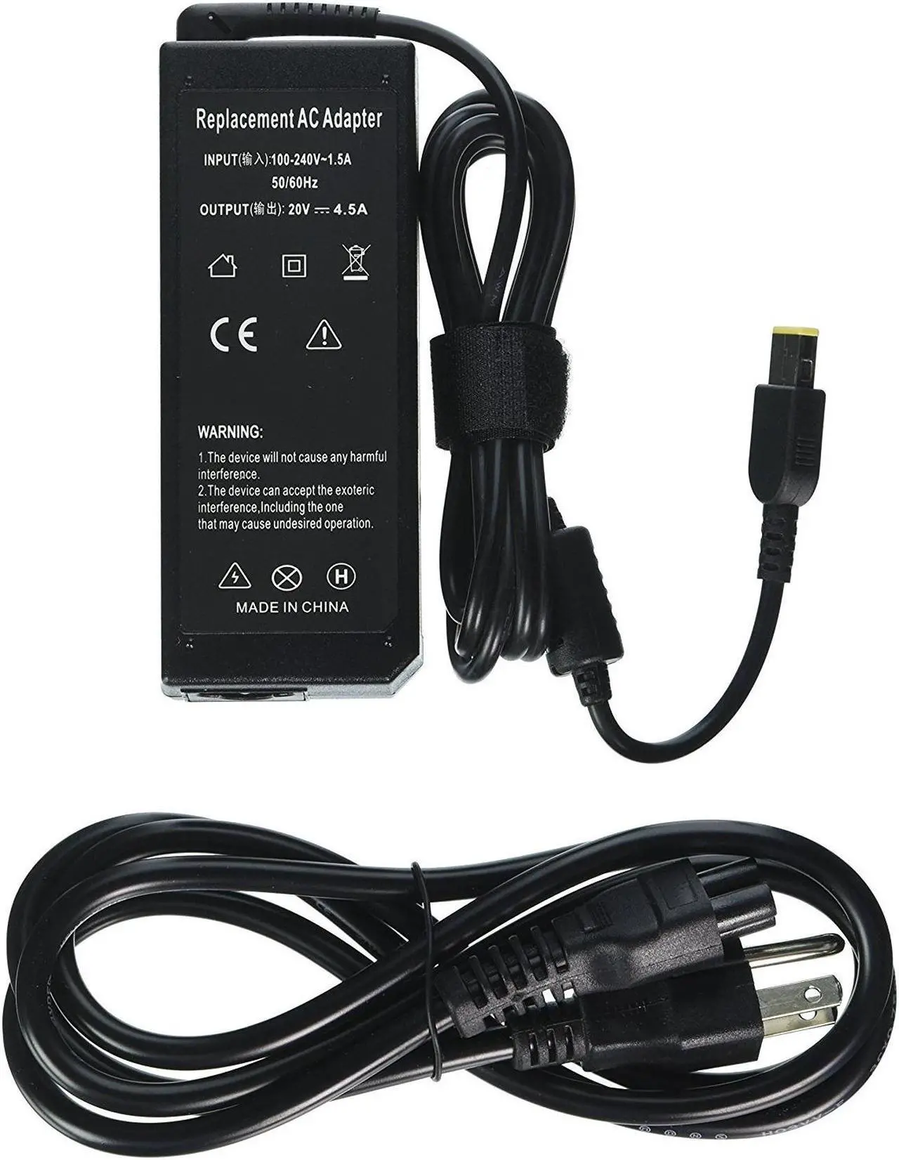 Alt view image 2 of 12 - Lenovo 0B46994 Compatible 90W 20V at 4.5A Black Slim Tip Laptop Power Adapter and Cable - 100% and