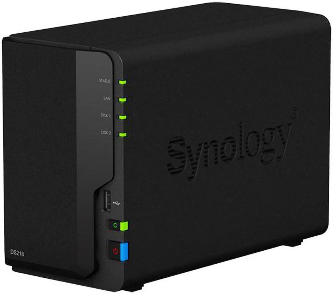 Alt view image 2 of 5 - Synology DiskStation DS218 NAS Server with RTD1296 1.4GHz CPU, 2GB Memory, 2TB SSD Storage, 1 x 1GbE LAN Port, DSM Operating System