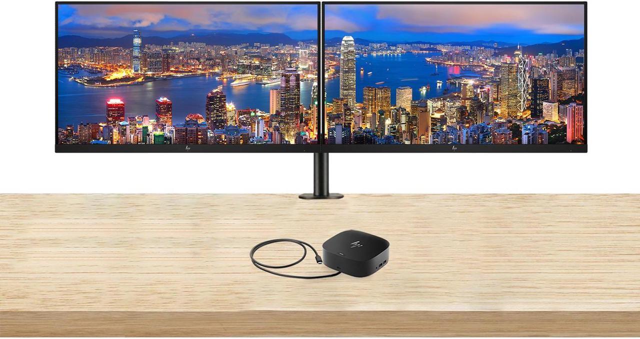 Main image of HP EliteDisplay E24q G5 24-inch Quad HD 2560 x 1440 LED-Backlit LCD IPS Monitor, 2-Pack Bundle with HDMI, USB Hub, and DisplayPort, Dual Monitor Stand, HP USB-C Multiport G5 Dock