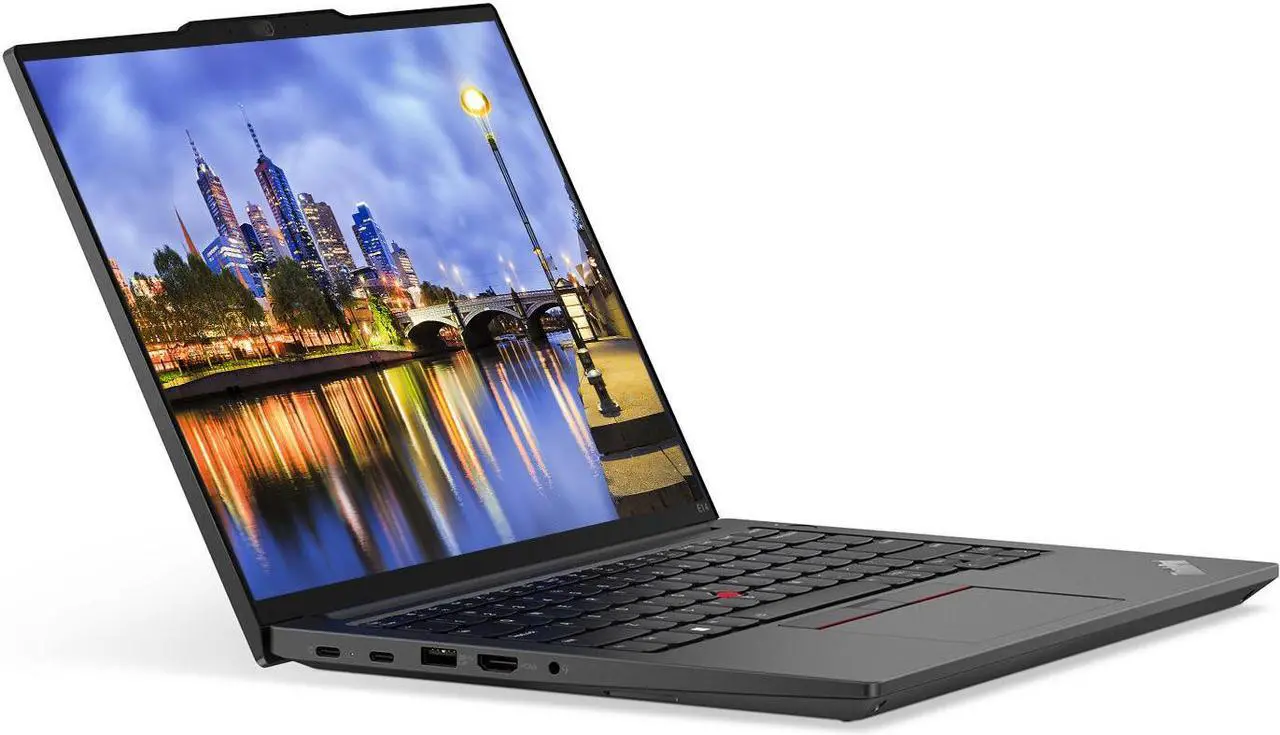 Alt view image 2 of 7 - Lenovo E14 Gen 5 14" Ryzen 5, 16GB RAM, 256GB SSD, Notebook Bundle with 2 x ThinkVision T27i 27" Monitors, Dual Stand, USB-C Dock, MK670 Wireless Keyboard & Mouse, Gel Pad, Webcam, Headphones, Bag
