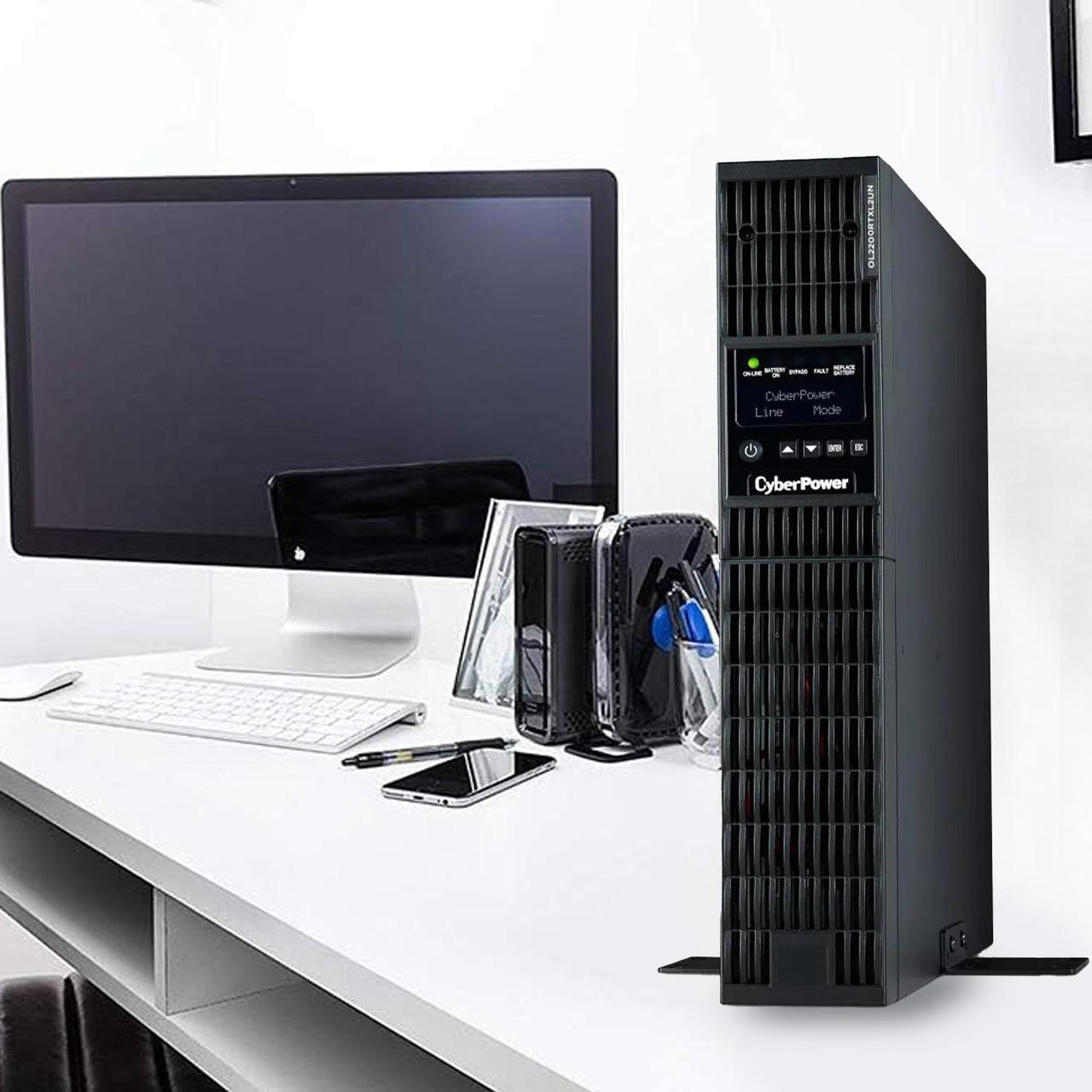 Alt view image 7 of 7 - CyberPower OL1000RTXL2UN 2U Rack/Tower Smart App Online UPS System 1000VA/900W Power Supply, Intelligent LCD, RMCARD205, 8 x NEMA 5-15R Outlets, AVR, Remote Management, Bundle with 16GB USB Storage