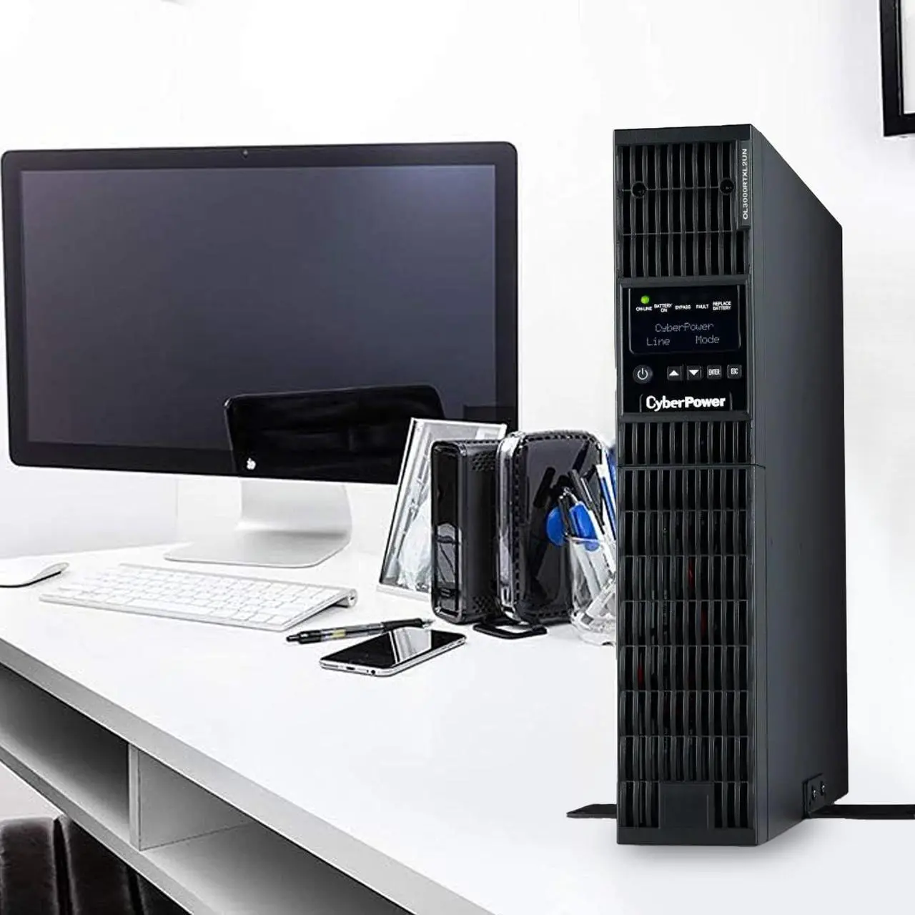 Alt view image 6 of 7 - CyberPower OL2200RTXL2UN 2U Rack/Tower Smart App UPS System 2200VA/1800W Power Supply, Intelligent LCD, RMCARD205, 6 × NEMA 5-20R, 1 × L5-20R, AVR, Remote Management, Bundle with 16GB USB Storage