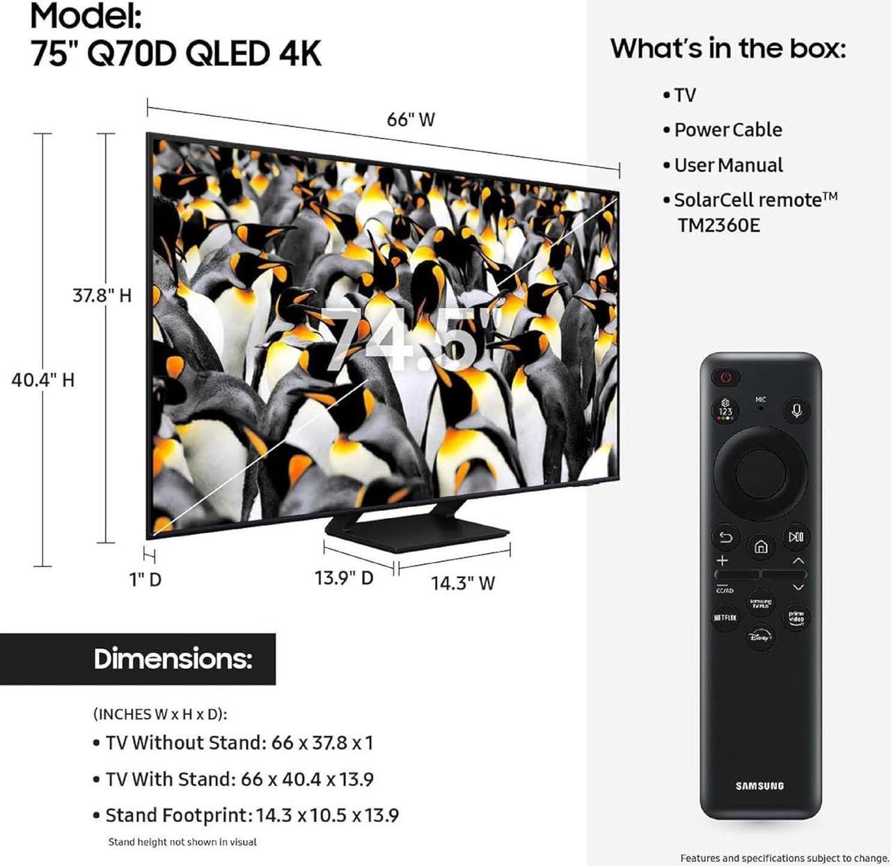 Alt view image 11 of 13 - Samsung QN75Q70D 75 inch Class Q70D Series QLED 4K Smart Tizen TV