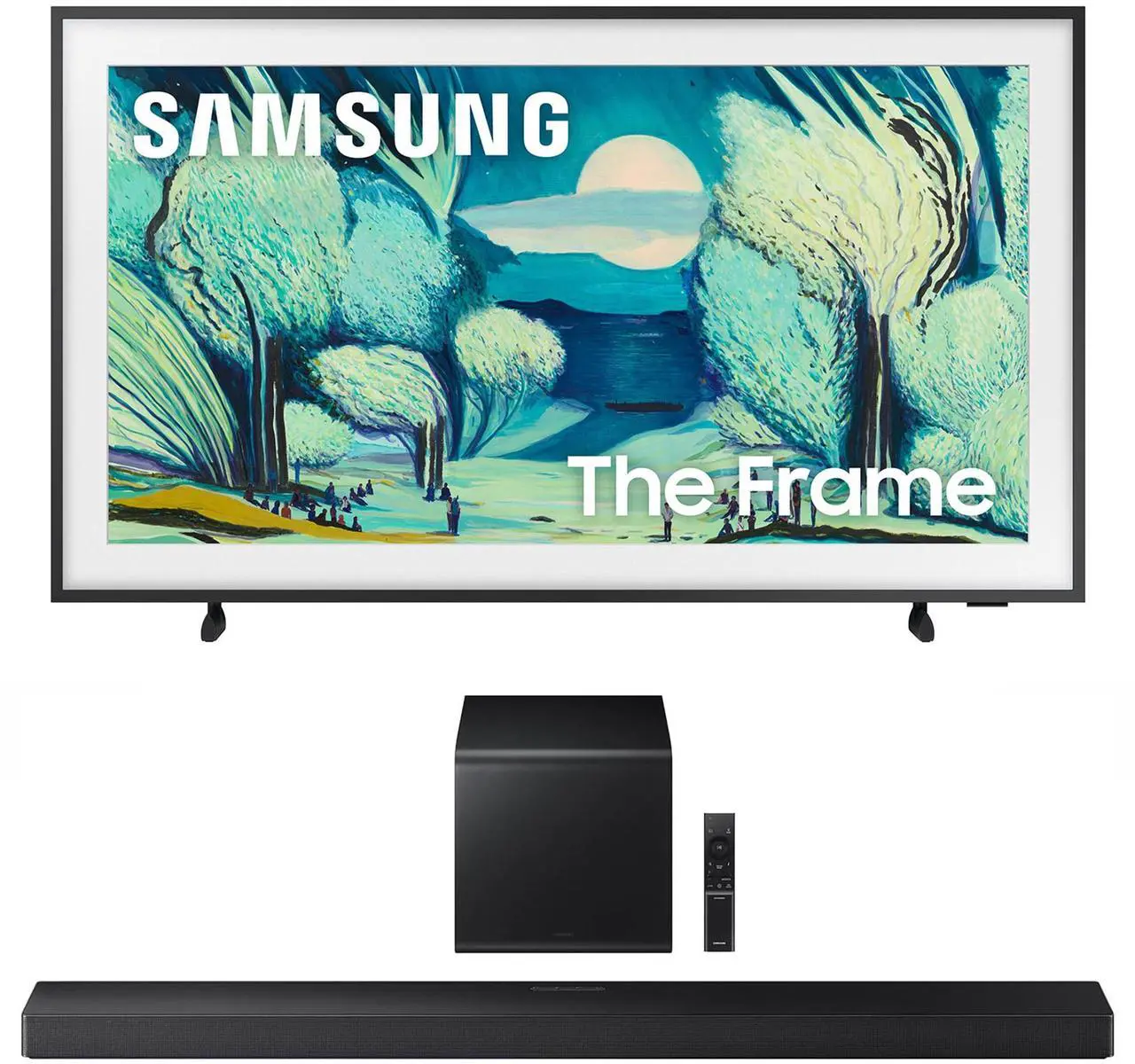 Main image of Samsung QN50LS03FAFXZA 50 Inch The Frame QLED 4K Art Mode Vision AI Smart TV with a Samsung HW-QS700F 3.1.2 Ch Dolby Atmos Soundbar and Subwoofer (2025)