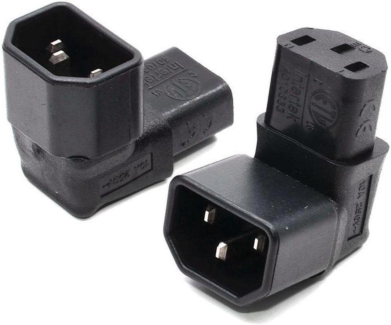 IEC 320 C14 to C13 Right Angle AC Adapter, IEC 3Pole Male to Female 90Degree Down Angle AC converter