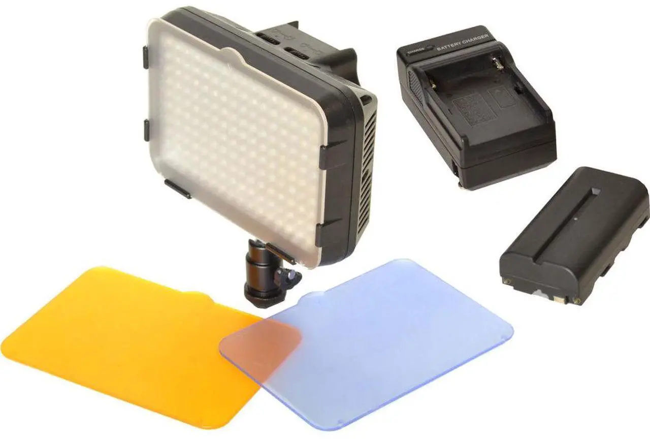 Main image of Bescor XT160 160 Bulb Dimmable Bi-Color LED On-Camera Light with BP18W Battery and Charger