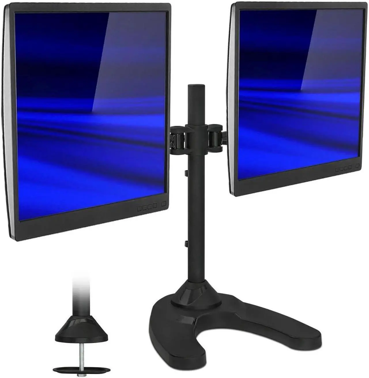 Alt view image 4 of 7 - Mount-It! Dual Monitor Stand | 27" Max Screen Size| VESA 75 100