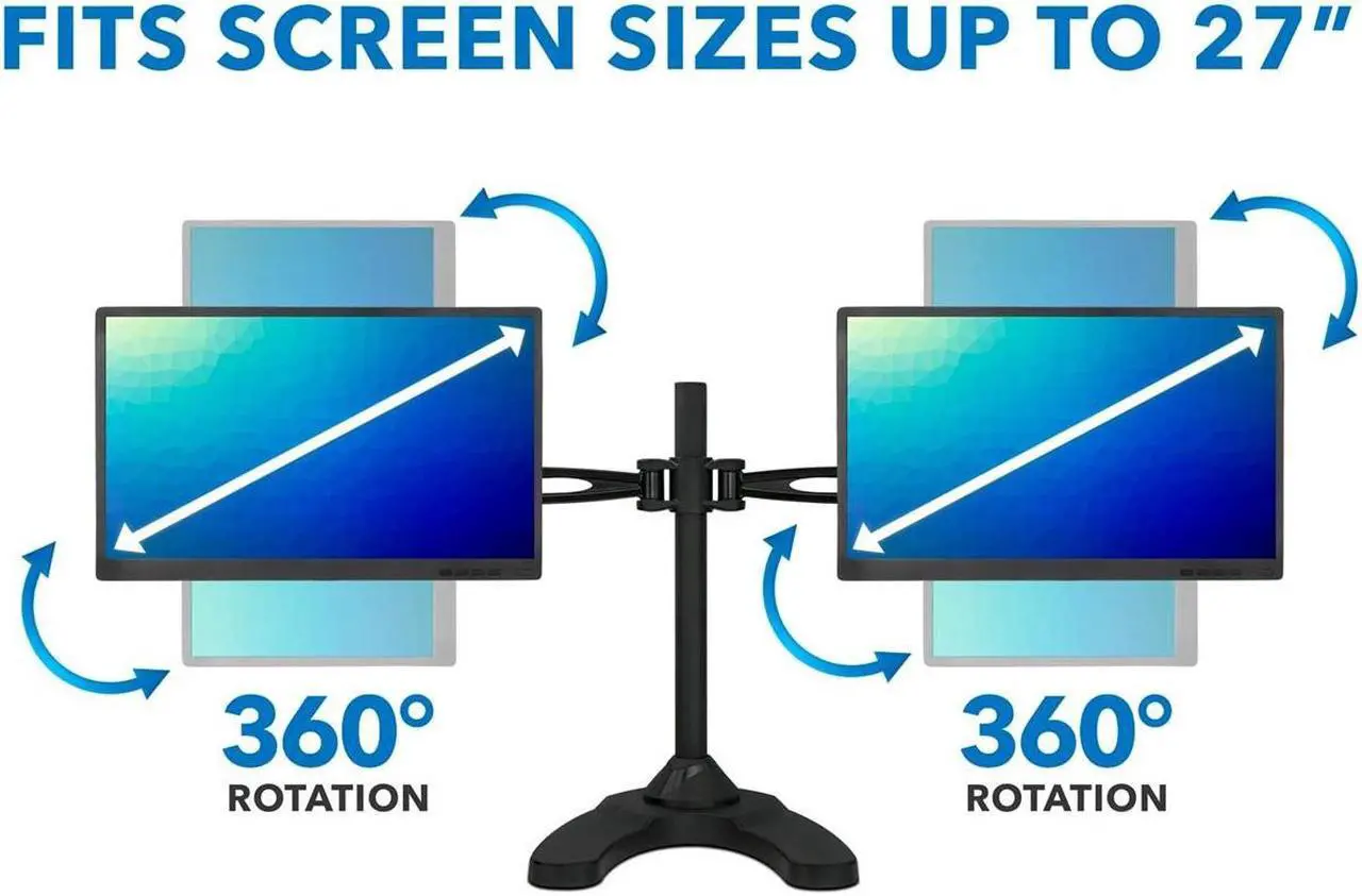 Alt view image 7 of 7 - Mount-It! Dual Monitor Stand | 27" Max Screen Size| VESA 75 100